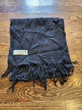 Blend Black Fringe Scarf - Luxurious Men's Accessory Royal Rossi 100% Cashmere